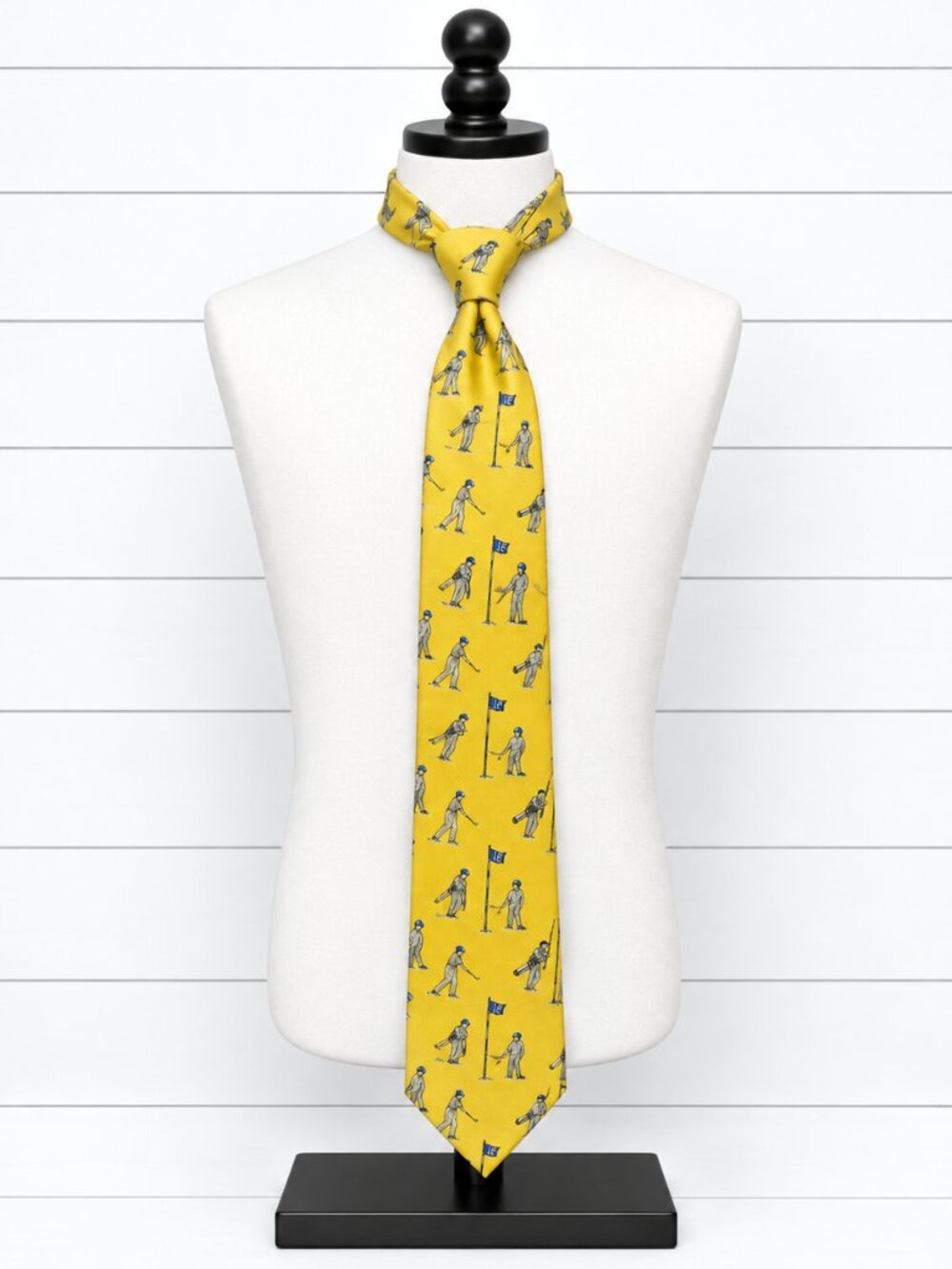 Polo Ralph Lauren Golf Tie Yellow Silk Golfer 18th Hole Novelty Necktie USA